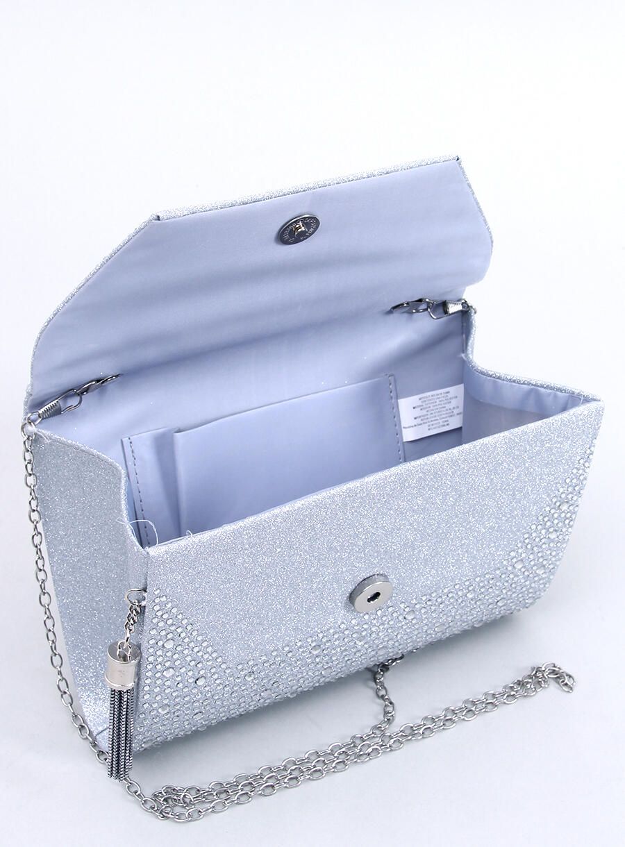 Borsa da donna color argento lucida