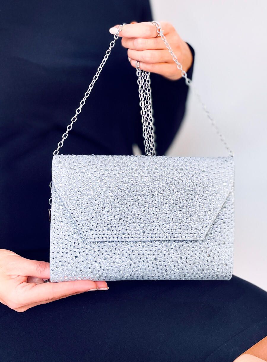 Borsa da donna color argento lucida