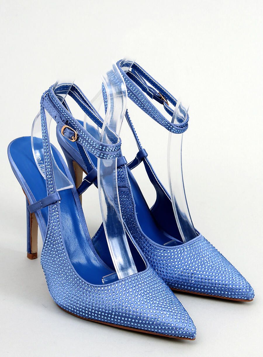 Décolleté blu con tacco aperto