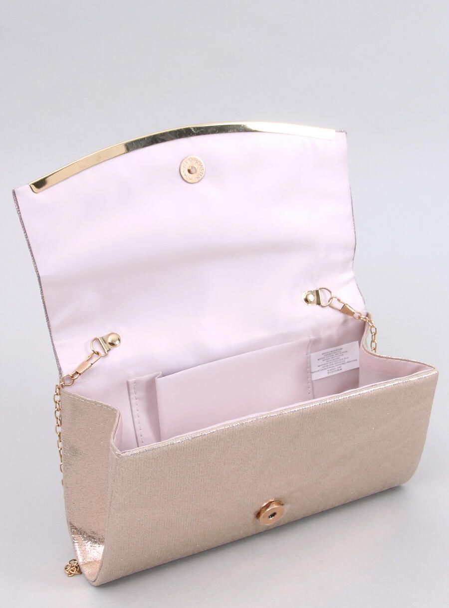 Elegante borsa decorata con zirconi rosa champagne