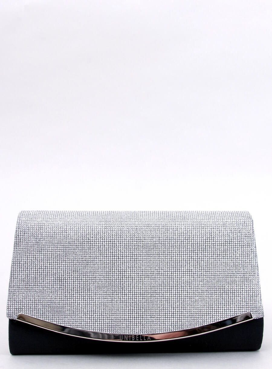 Elegante borsa decorata con zirconi nera