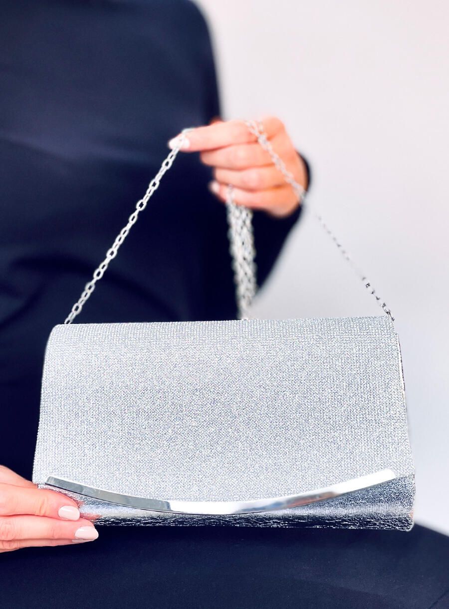Elegante borsa decorata con zirconi argento
