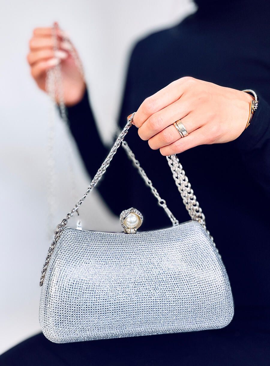 Borsa clutch argento