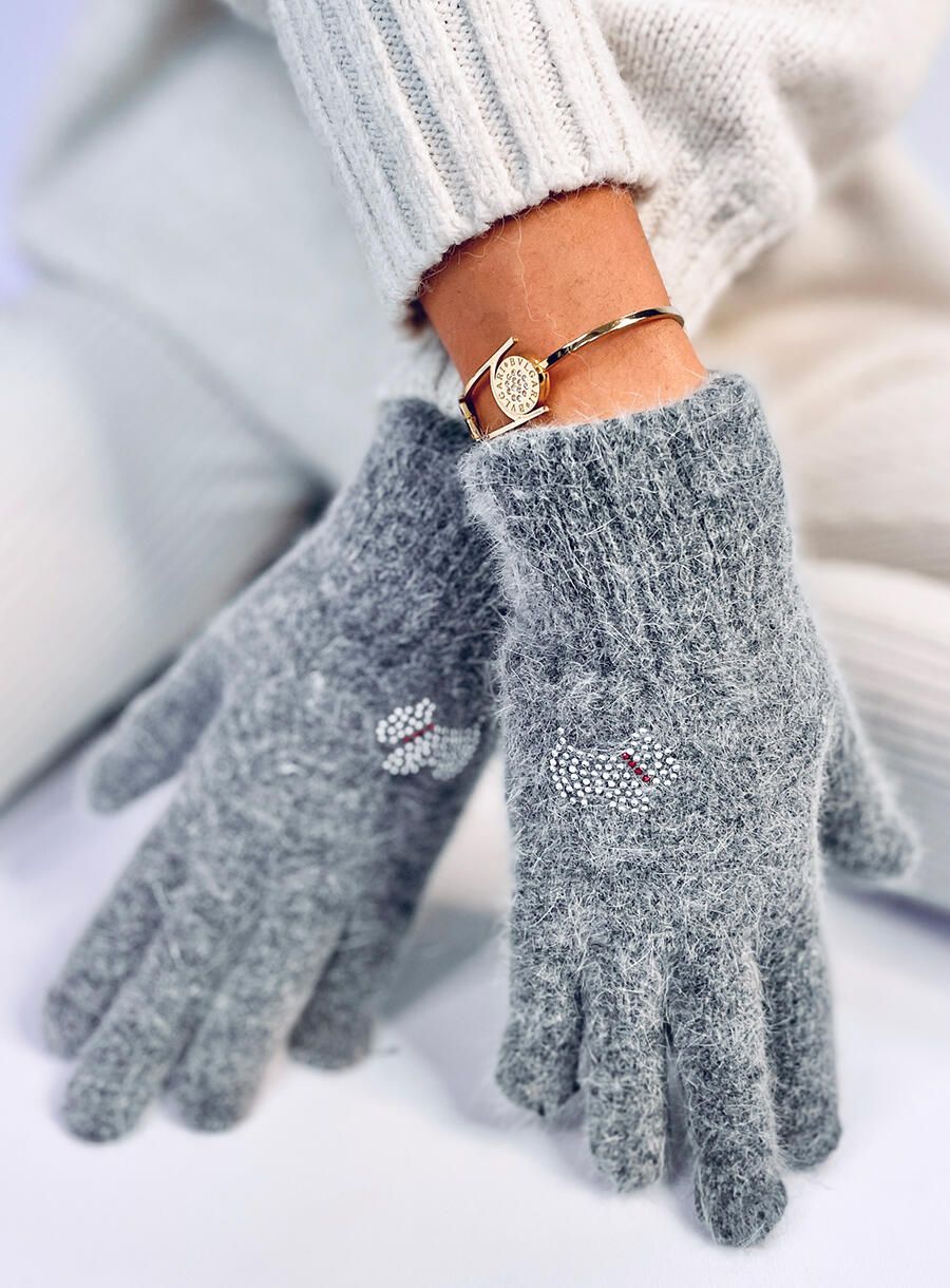 Guanti da donna grigio scuro DOGGY