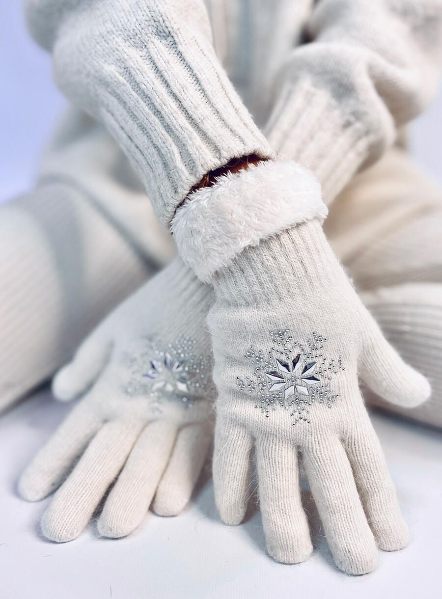 Guanti da donna SNOWFLAKE color ecrù