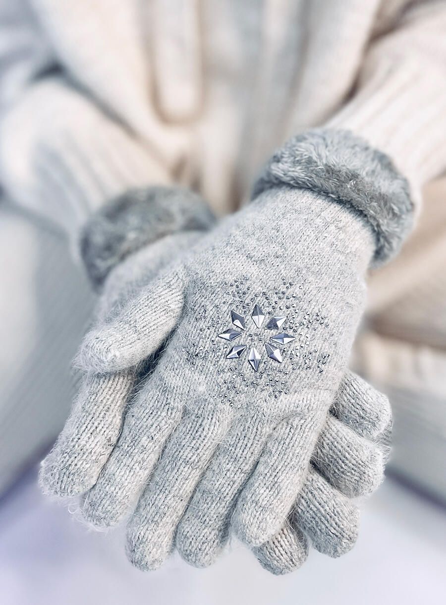 Guanti da donna SNOWFLAKE color grigio chiaro