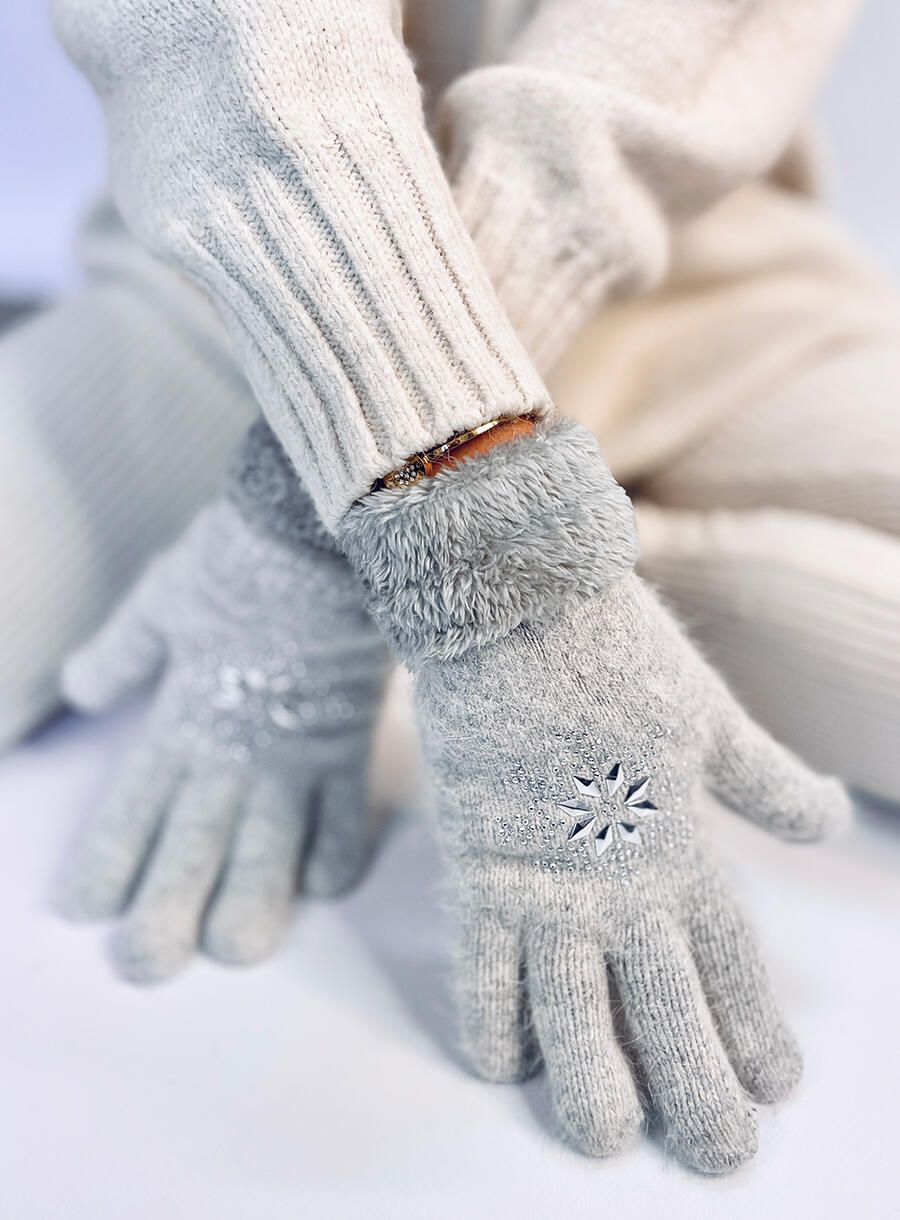 Guanti da donna SNOWFLAKE color grigio chiaro