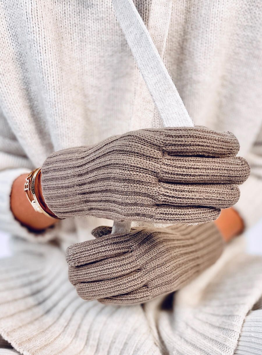 Guanti da donna caldi beige