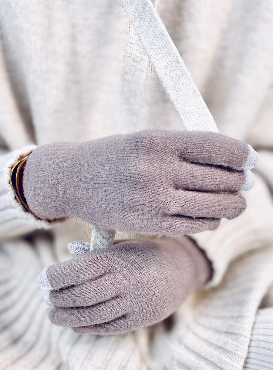 Guanti basic da donna beige