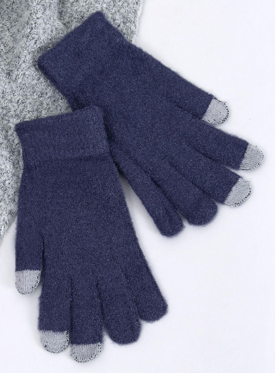 Guanti basic da donna blu scuro