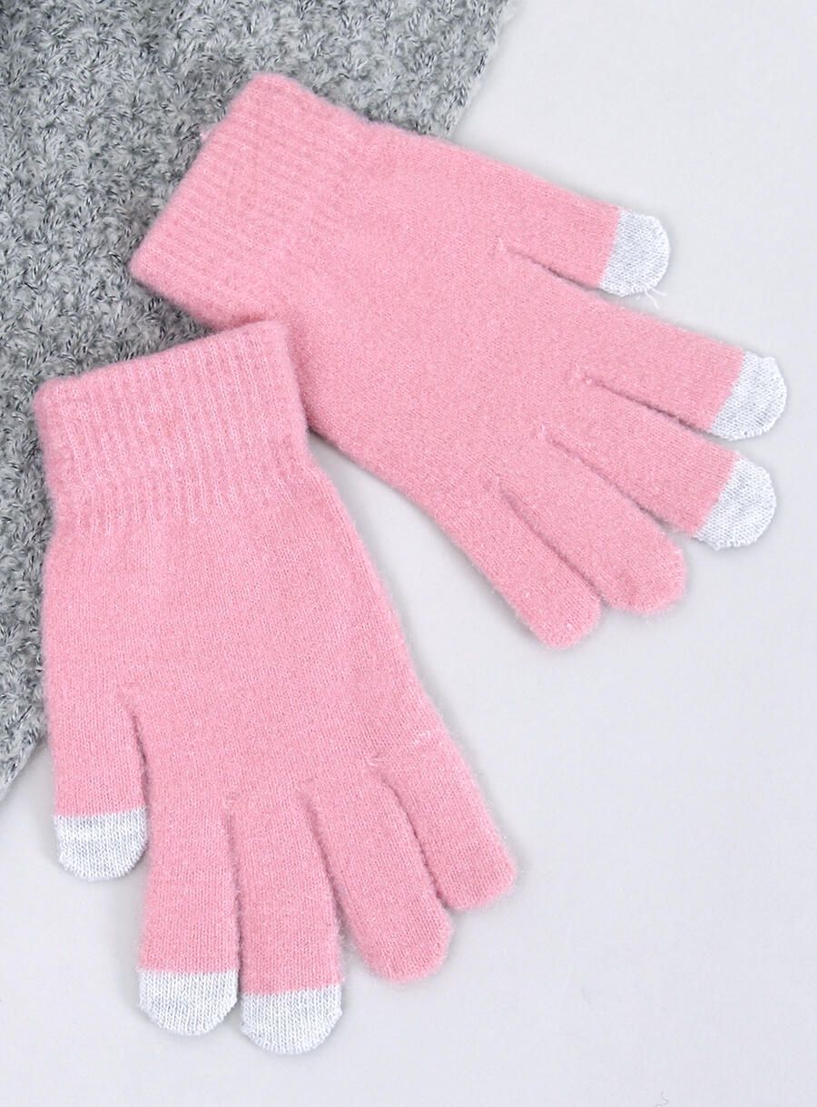 Guanti basic da donna rosa