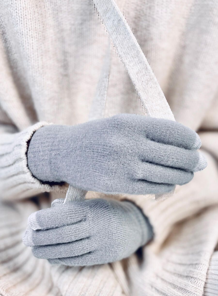 Guanti basic da donna grigio chiaro