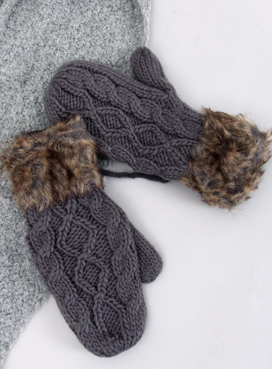 Muffole grigio scuro con motivo a maglia