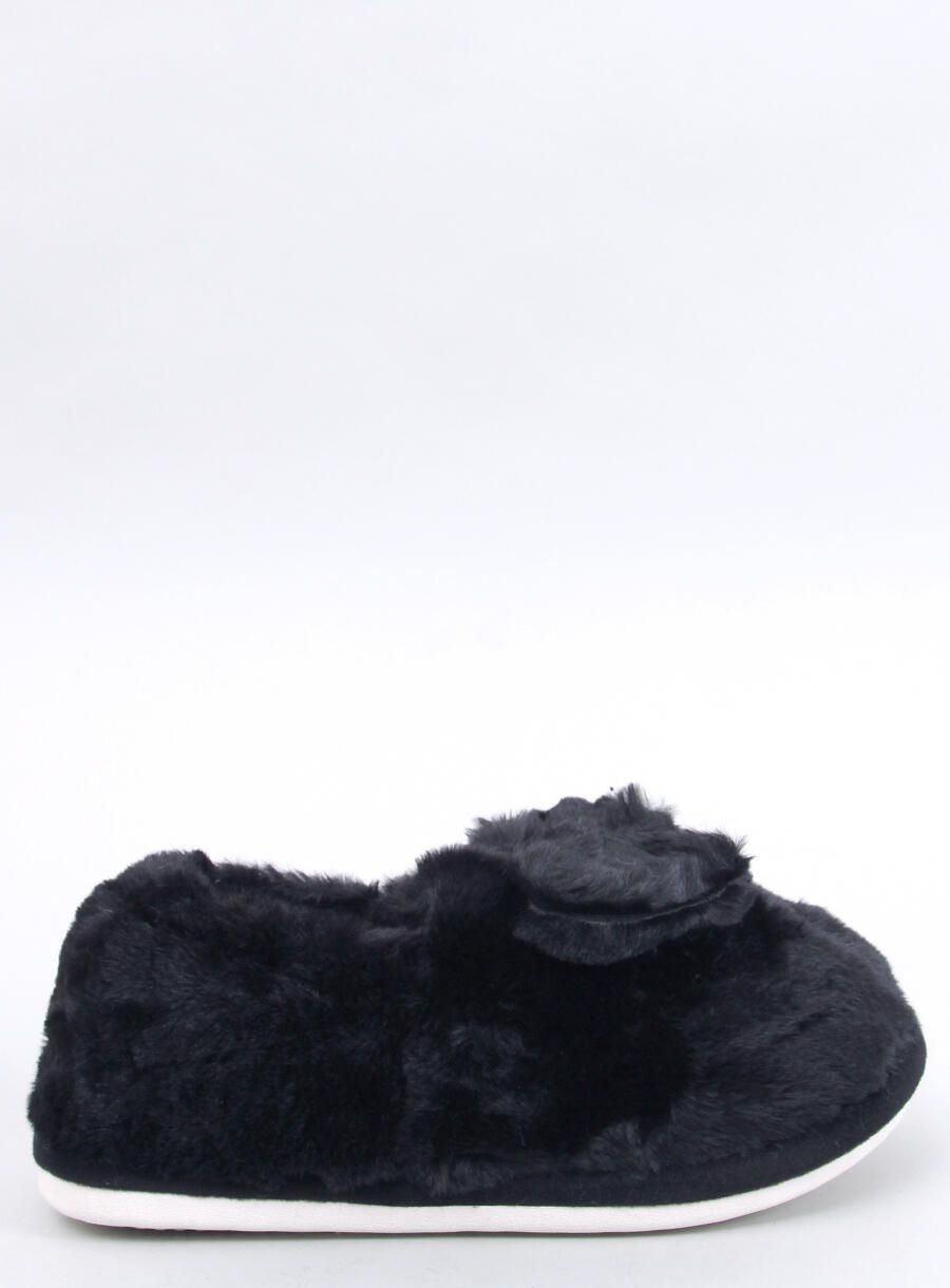 Pantofole in pelliccia con fiocco nere