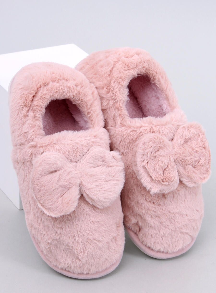 Pantofole in pelliccia con fiocco rosa