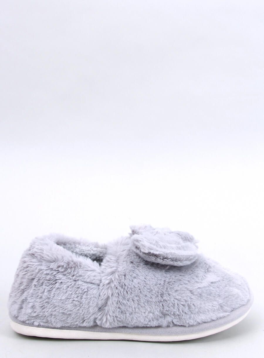 Pantofole in pelliccia con fiocco grigie