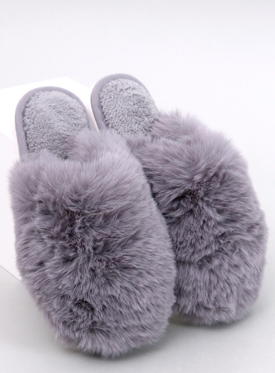 Pantofole con pelliccia artificiale grigie