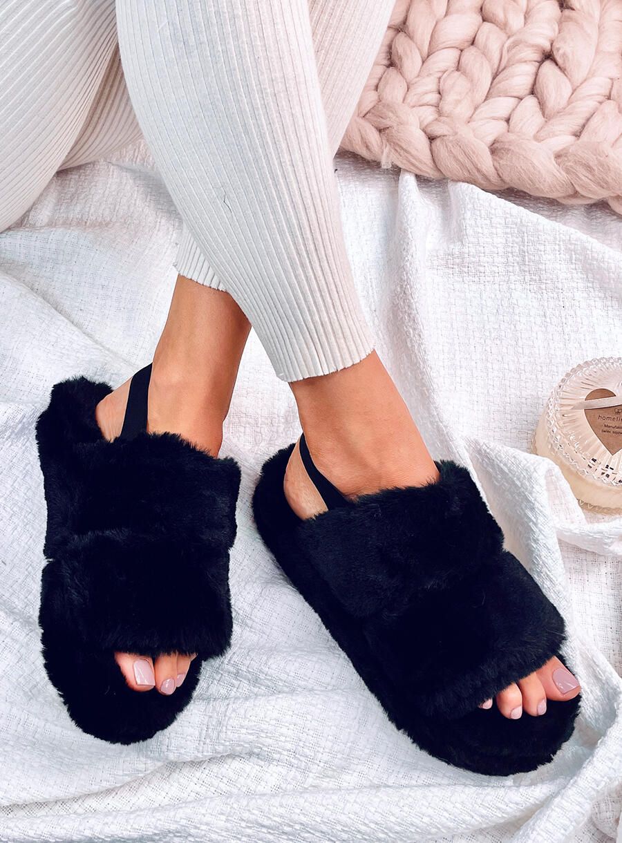 Pantofole nere con elastico