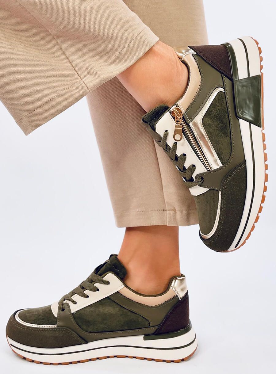 Scarpe sportive da donna color kaki