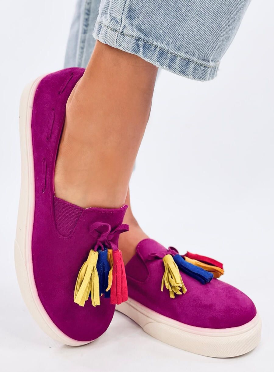 Espadrillas slip-on fucsia con frange