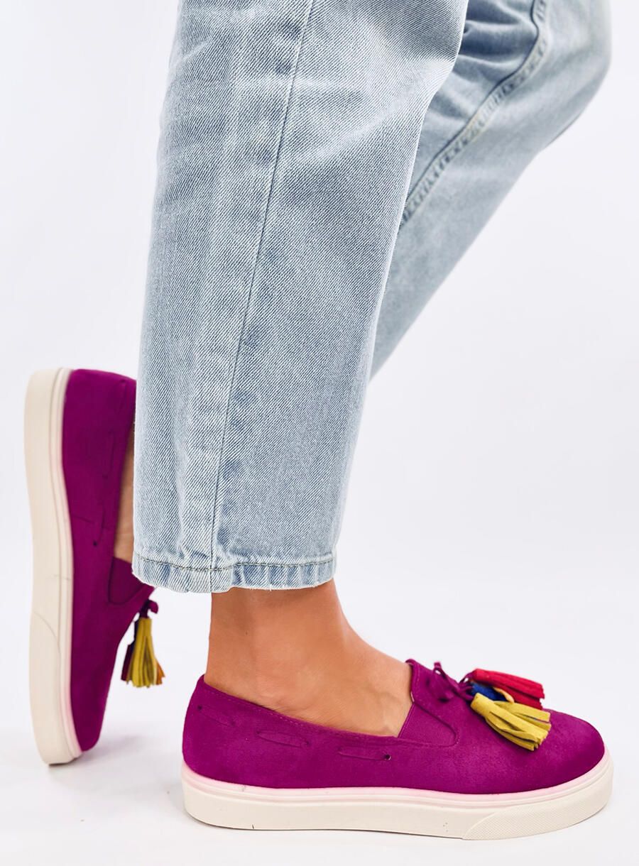 Espadrillas slip-on fucsia con frange