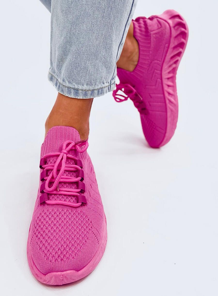 Sneakers realizzate in tessuto elastico rosa fucsia