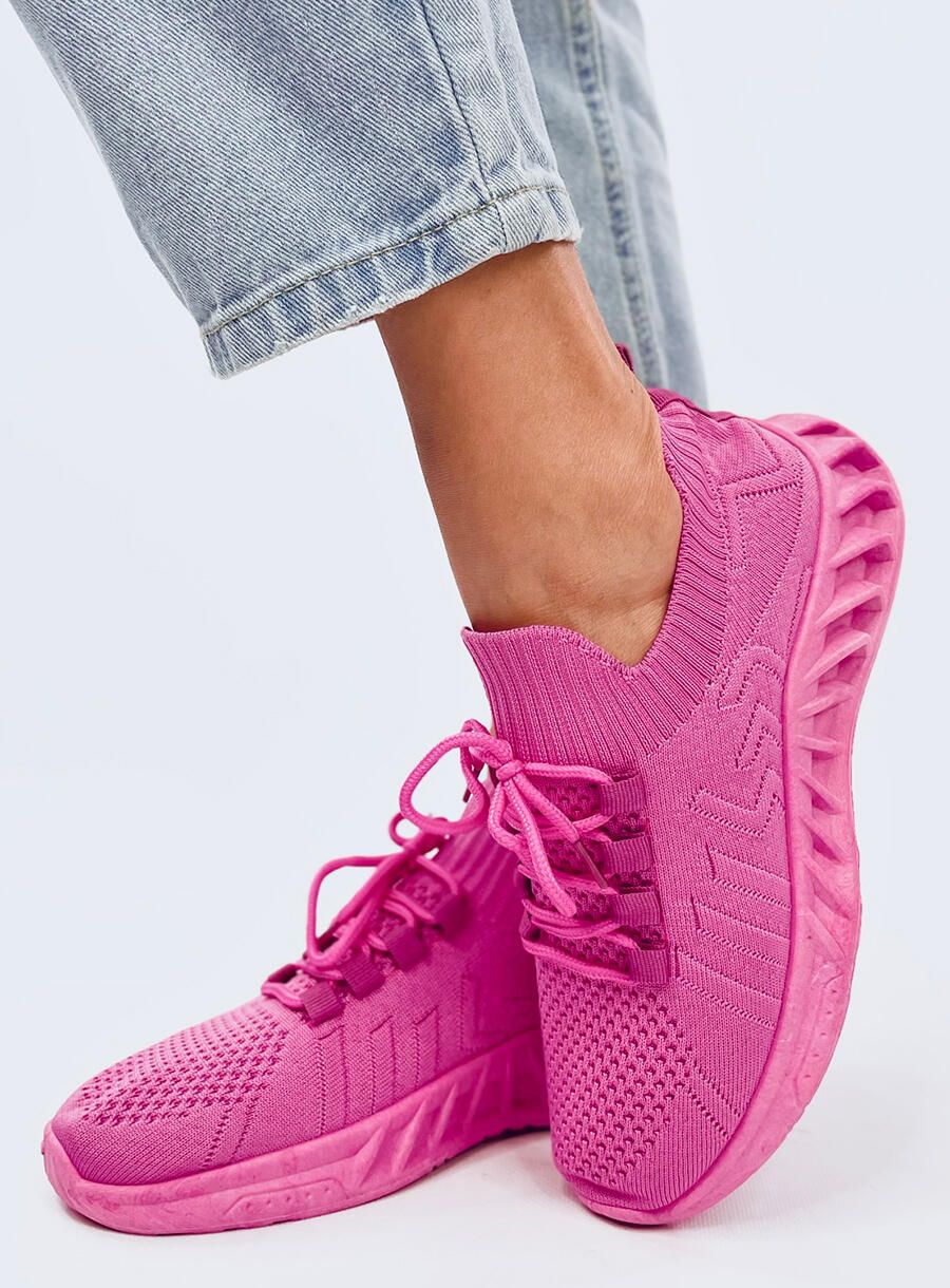 Sneakers realizzate in tessuto elastico rosa fucsia