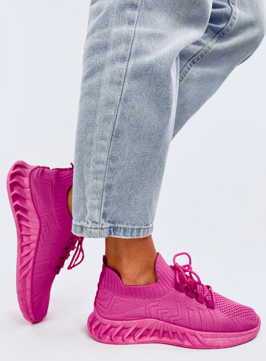Sneakers realizzate in tessuto elastico rosa fucsia
