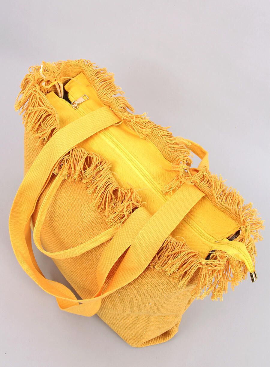 Borsa da spiaggia gialla con nappine