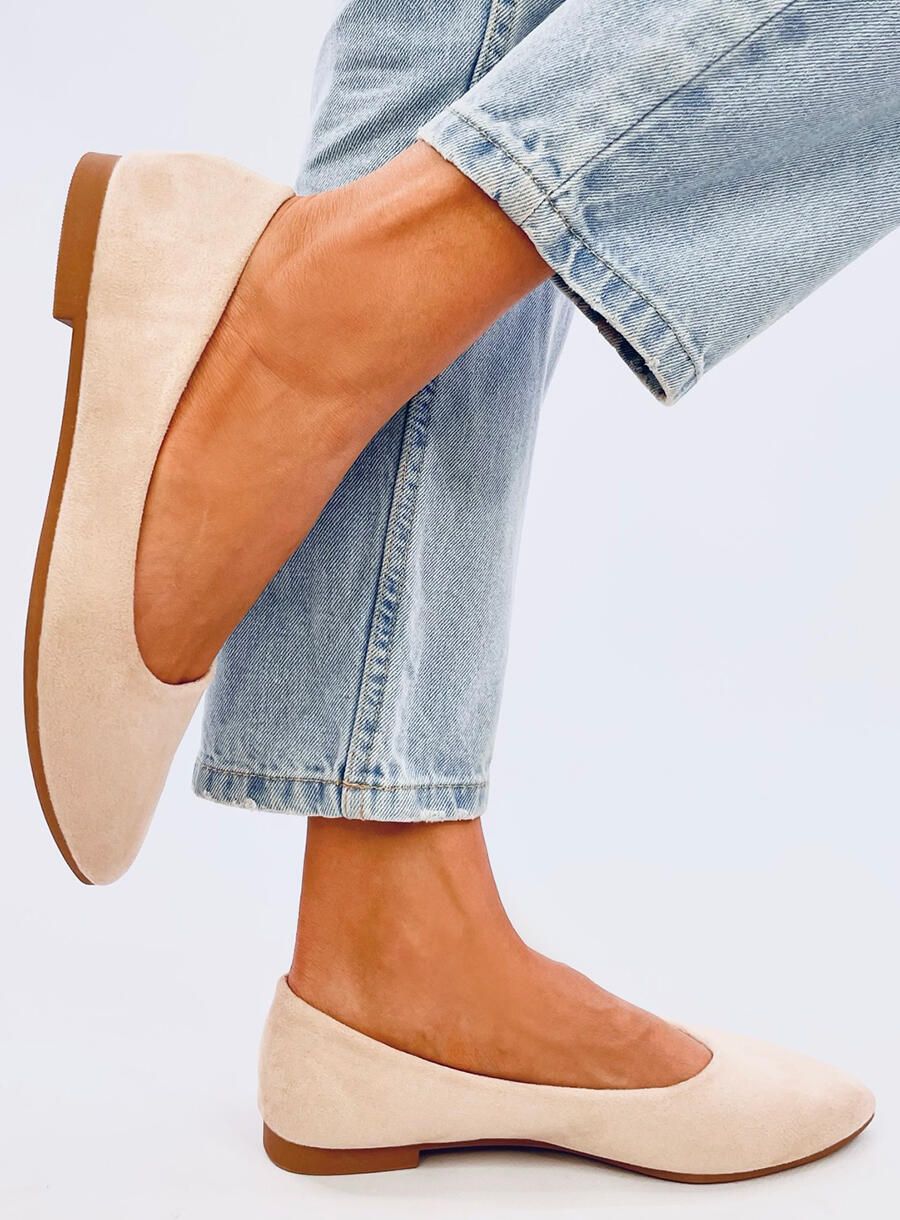 Ballerine beige con soletta in pelle