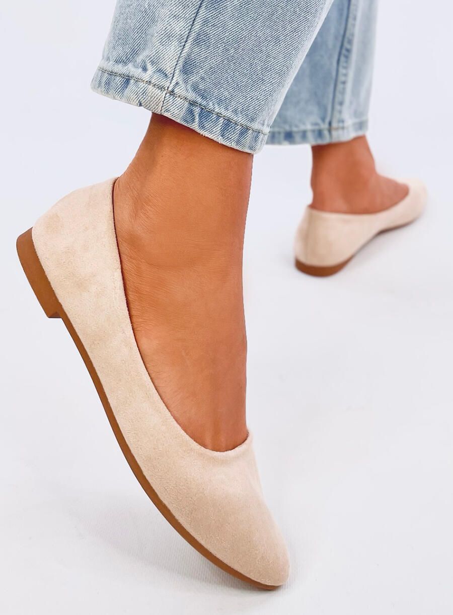 Ballerine beige con soletta in pelle