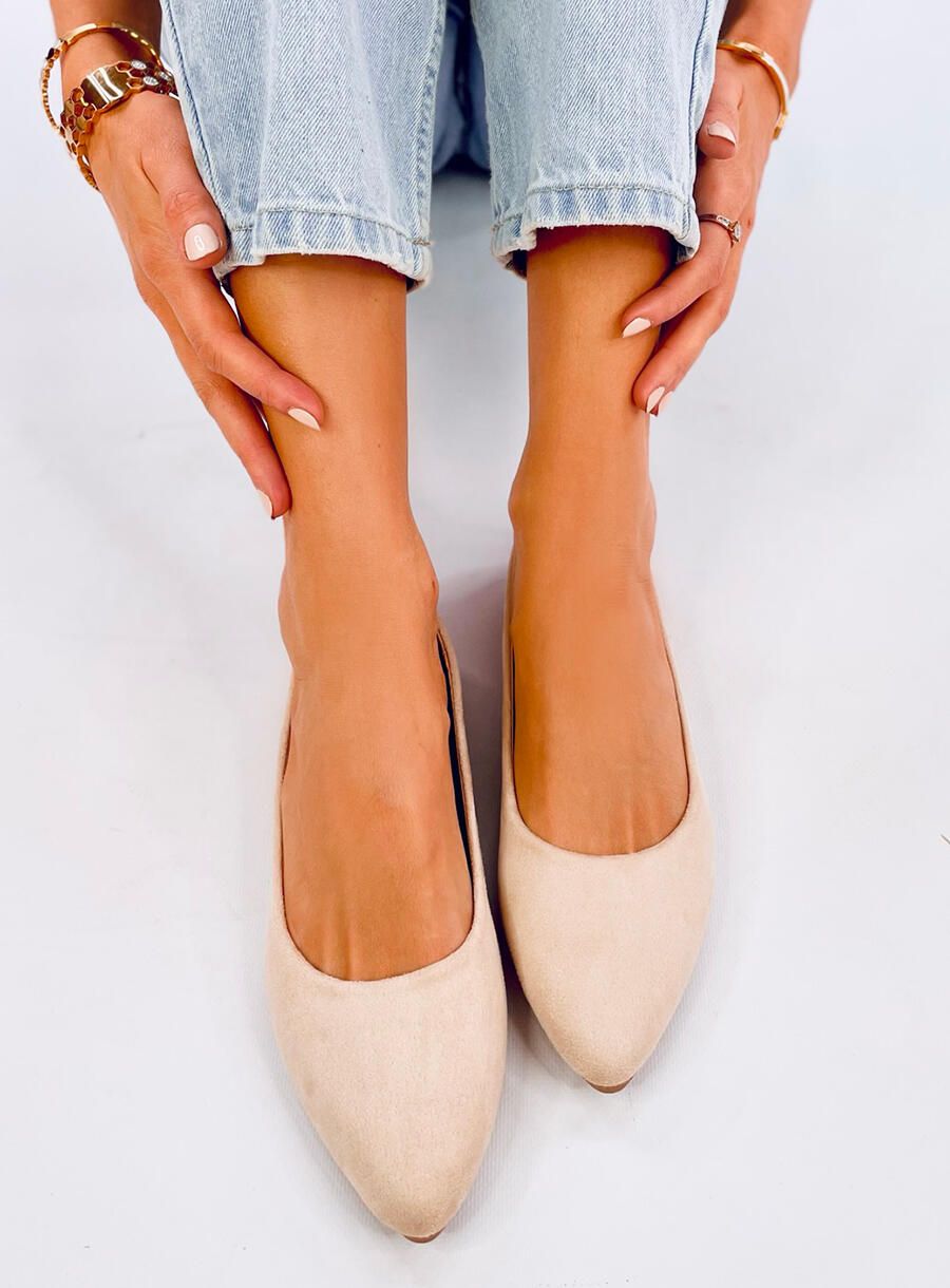 Ballerine beige con soletta in pelle
