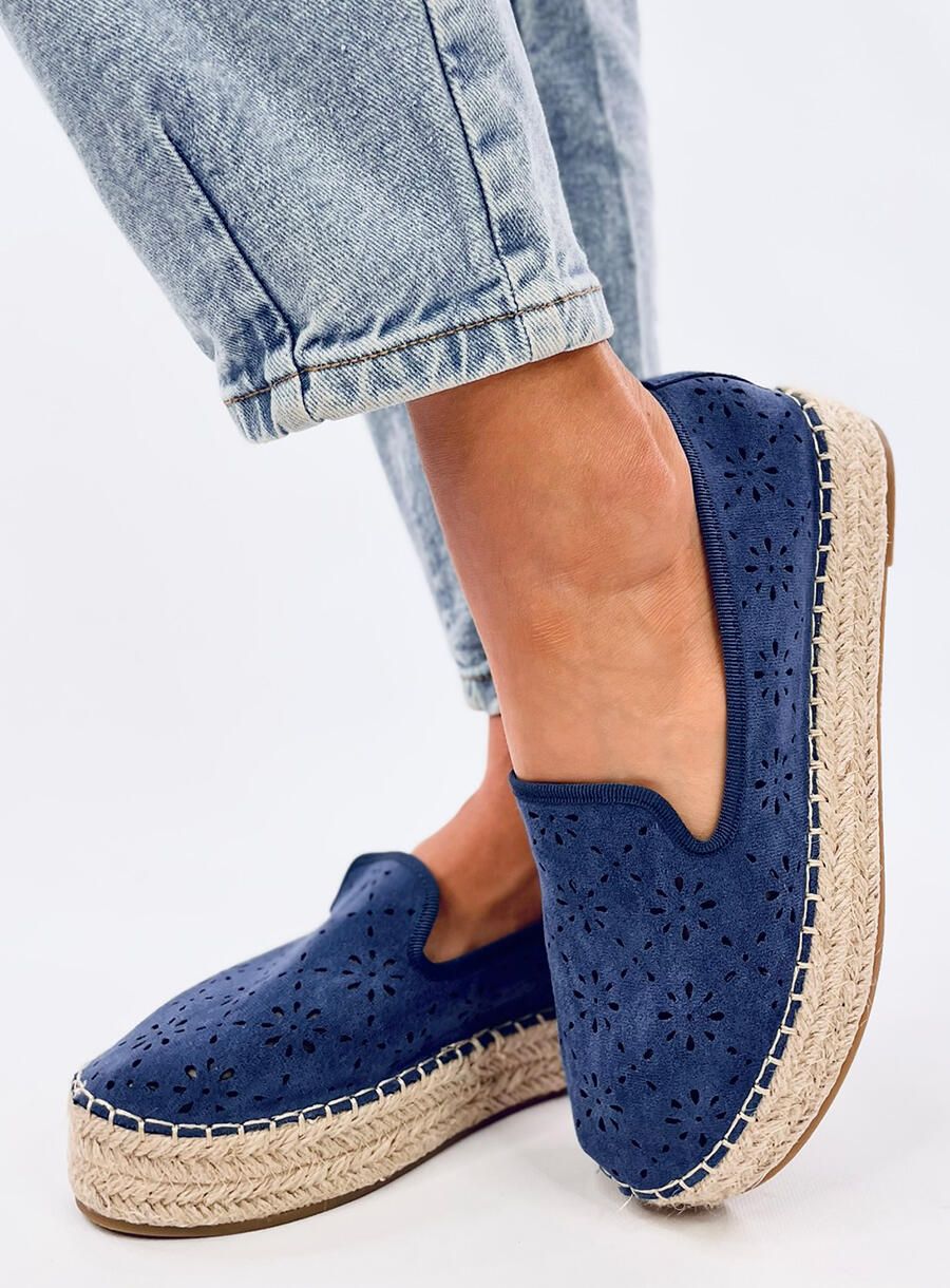 Espadrillas blu in pelle scamosciata traforata