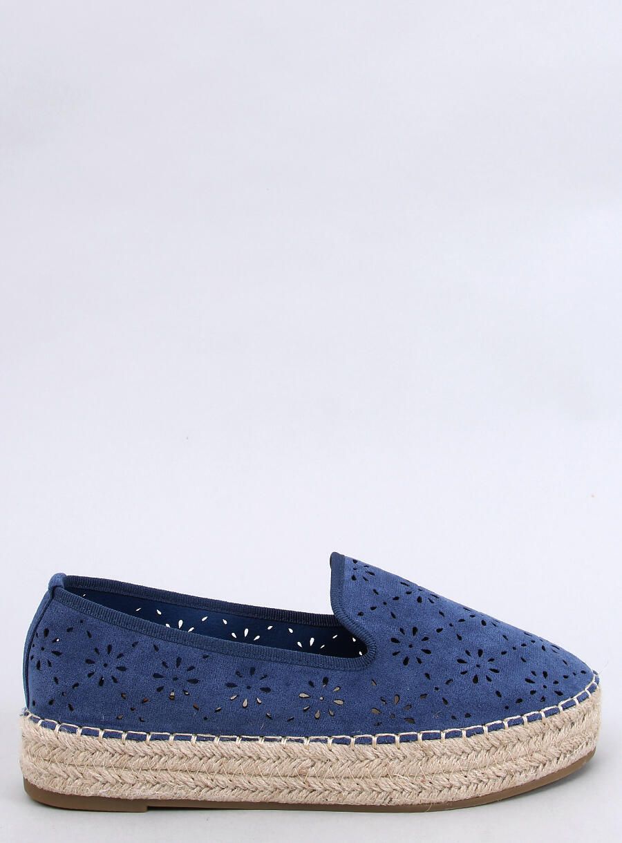 Espadrillas blu in pelle scamosciata traforata