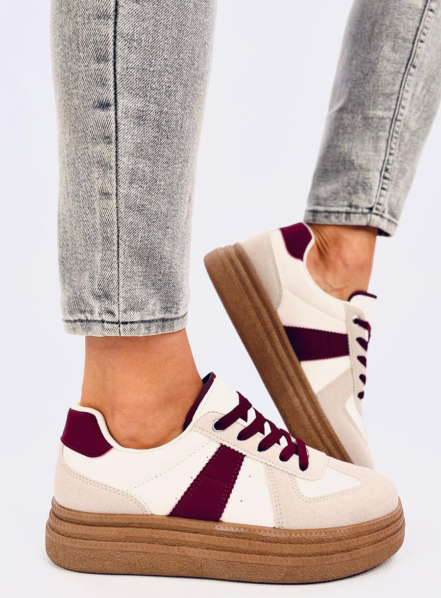 Sneakers da donna in camoscio beige/bordeaux
