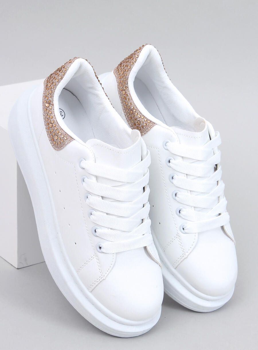 Sneakers platform bianche con dettaglio oro