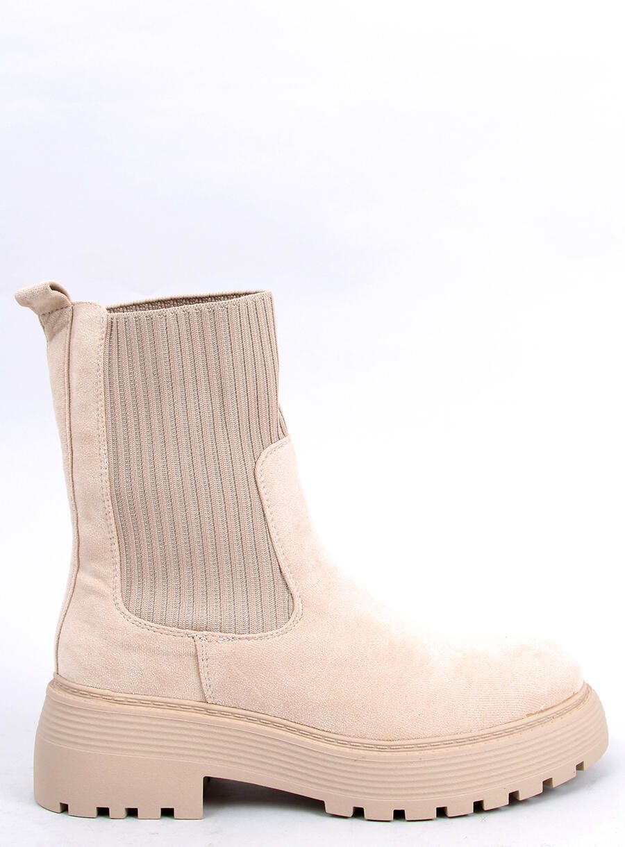 Stivali beige con polsino elastico