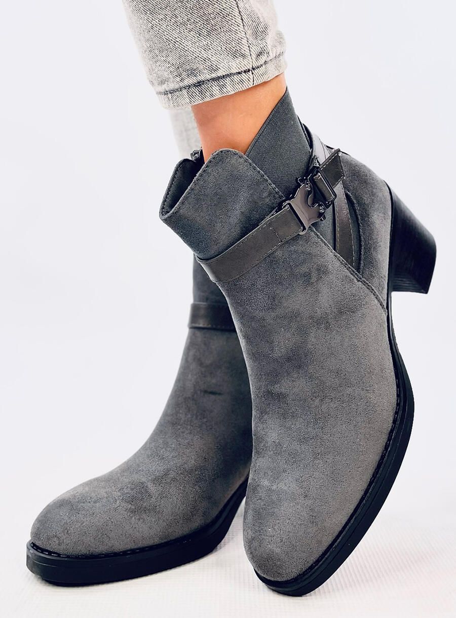 Stivaletti con tacco basso grigio scuro