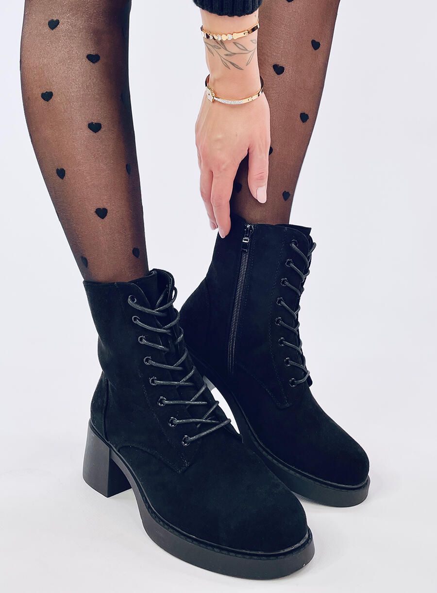 Scarpe con cerniera e allacciatura nere