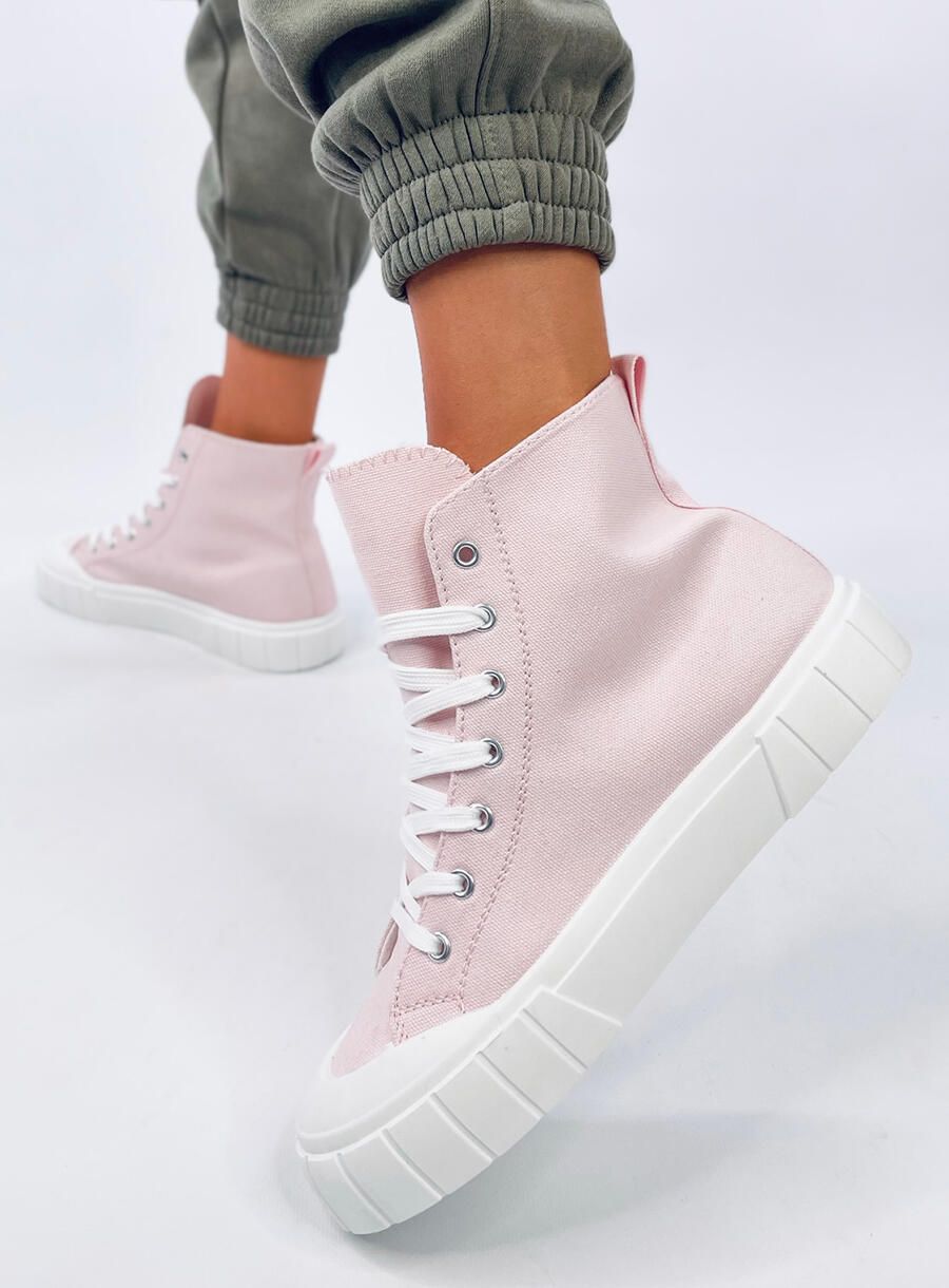 Sneakers alla caviglia in tela rosa chiaro