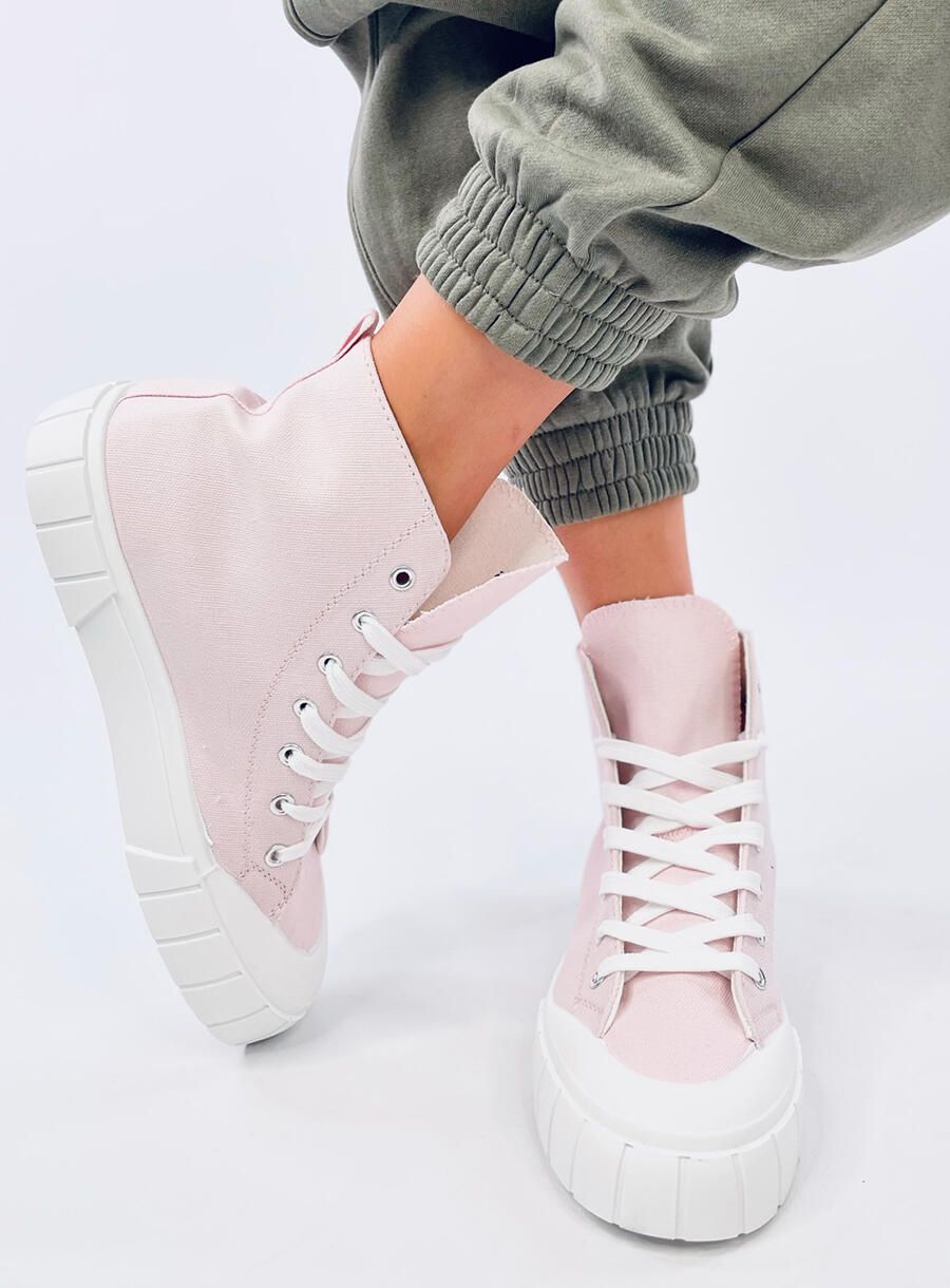 Sneakers alla caviglia in tela rosa chiaro