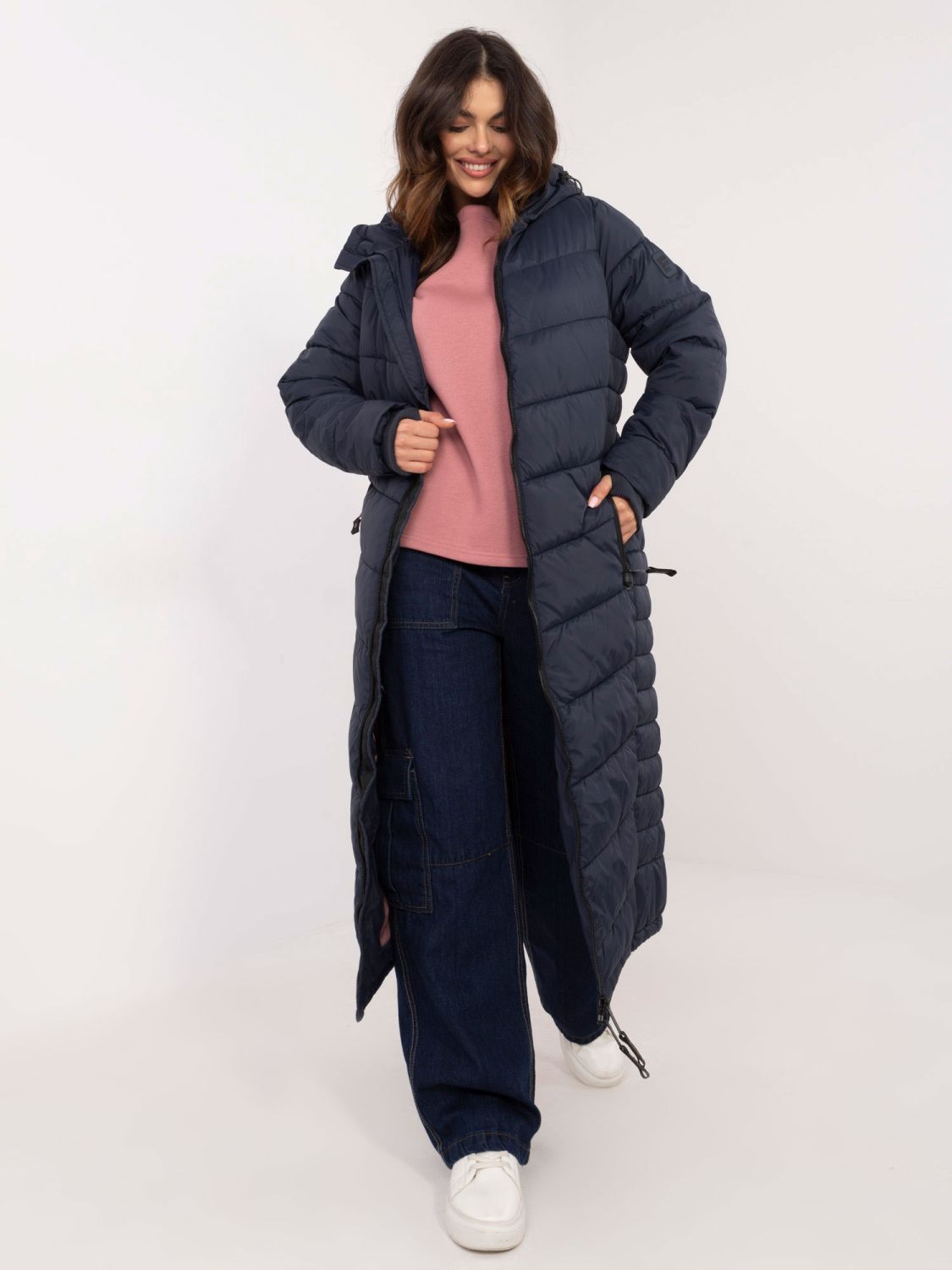 Cappotto da donna trapuntato in blu navy