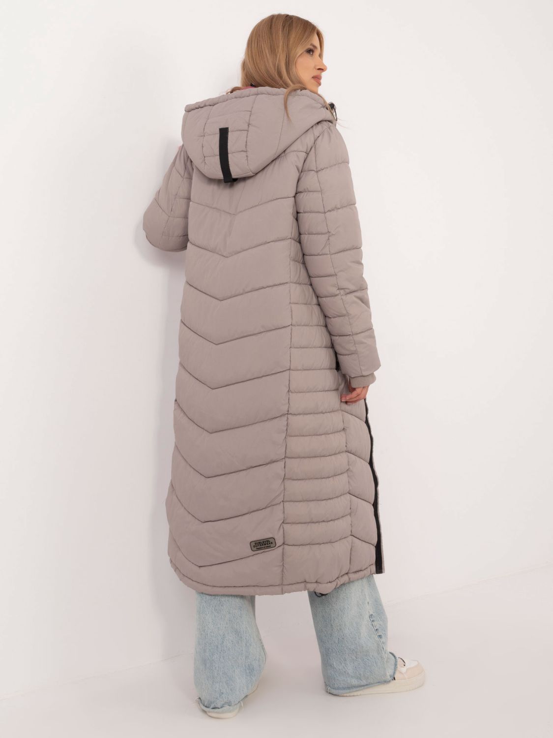 Cappotto lungo beige con fodera