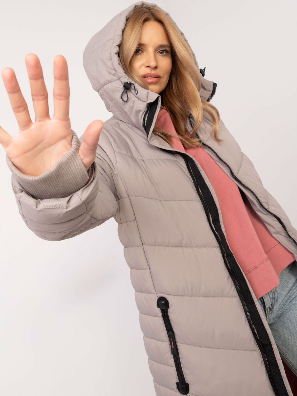 Cappotto lungo beige con fodera