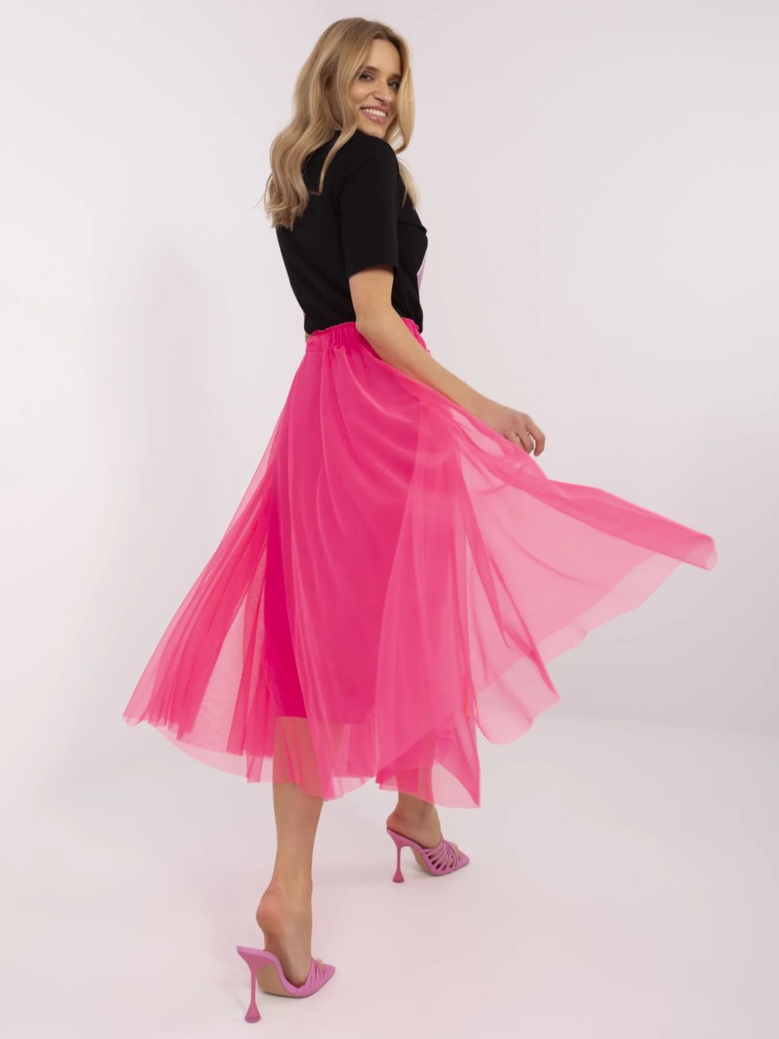 Gonna midi in tulle rosa