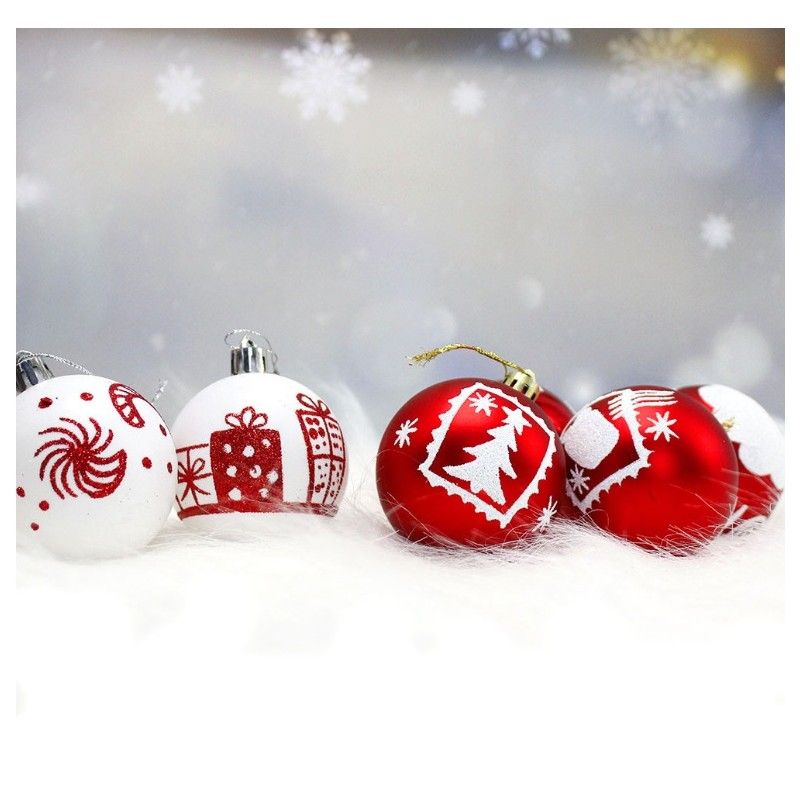 Decorazioni natalizie bianco/rosso 16 pz