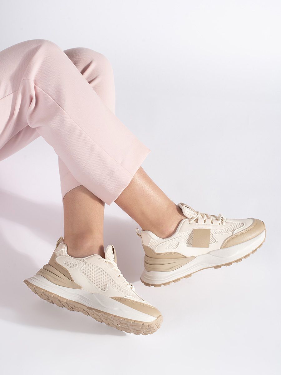 Scarpe sportive beige-bianche da donna