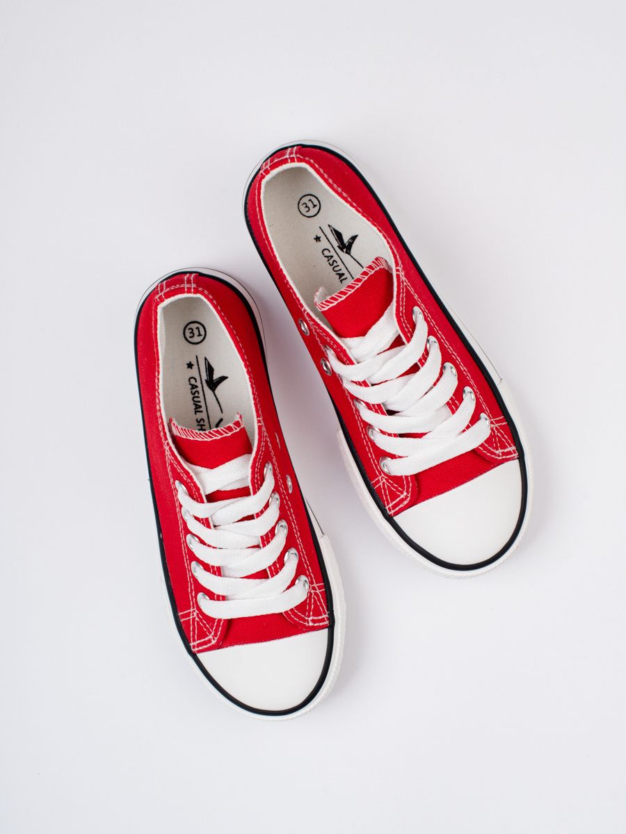 Sneakers classiche per bambini con allacciatura rosse