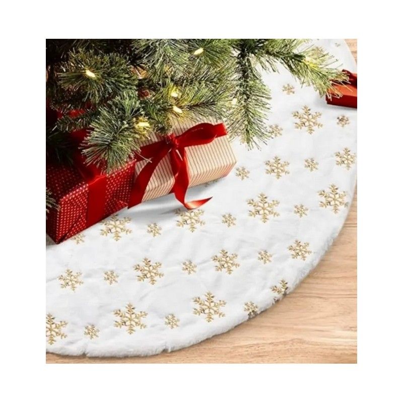 Tappeto sotto l'albero di Natale stelle bianche/dorate