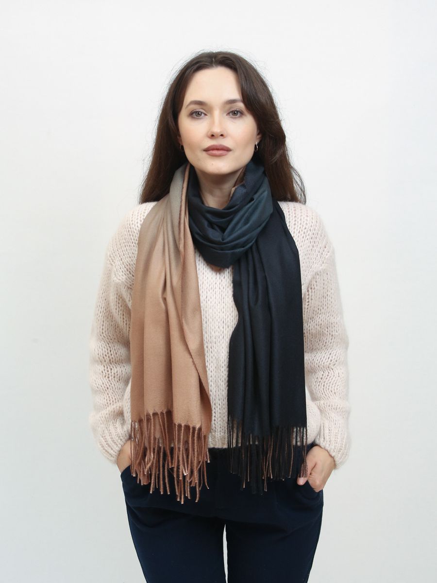 Sciarpa invernale in lana colorata beige/nero